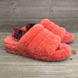 UGG Fluff Yeah Slide Sandal Soft Slipper Slingback Shoes Bright Orange Womens 8